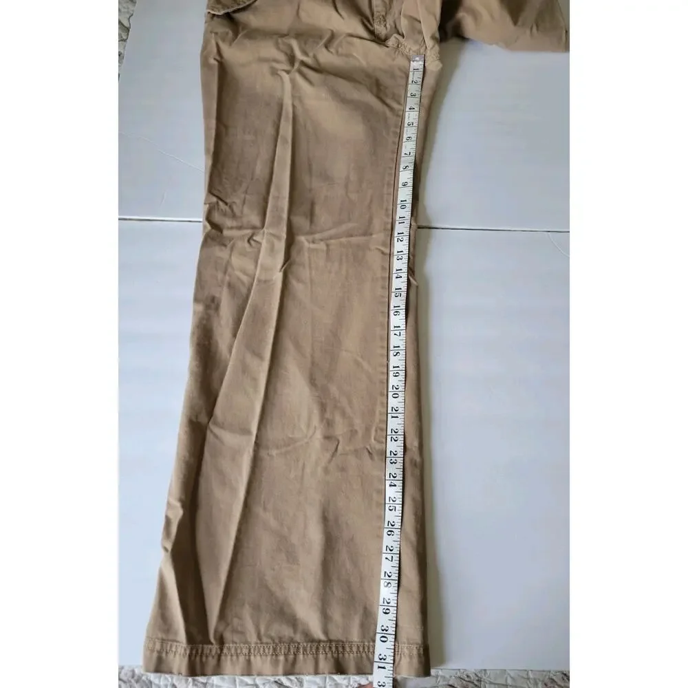 Old Navy Womens 16 Khaki Cargo Pants Wide Leg Utility Y2K Skater Cotton Tan